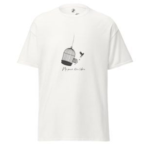 unisex-classic-tee-white-front-69cfc98787278.png Né pour être libre T-shirt classique unisexe