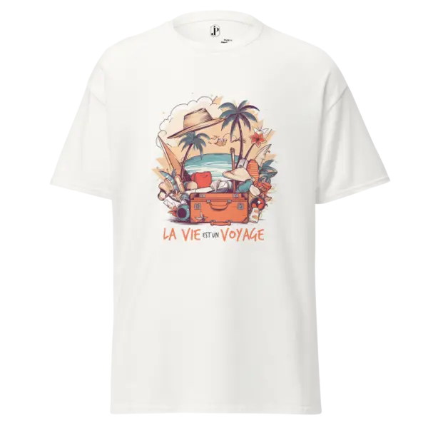 unisex-classic-tee-white-front-69eb5f1701d59.png La vie est un voyage T-shirt classique unisexe