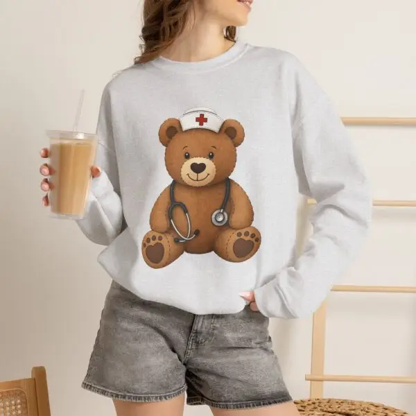 Ours en Peluche Infirmière - Sweat col  Rond